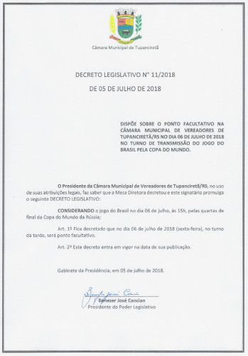 Decreto Legislativo nº 011/2018